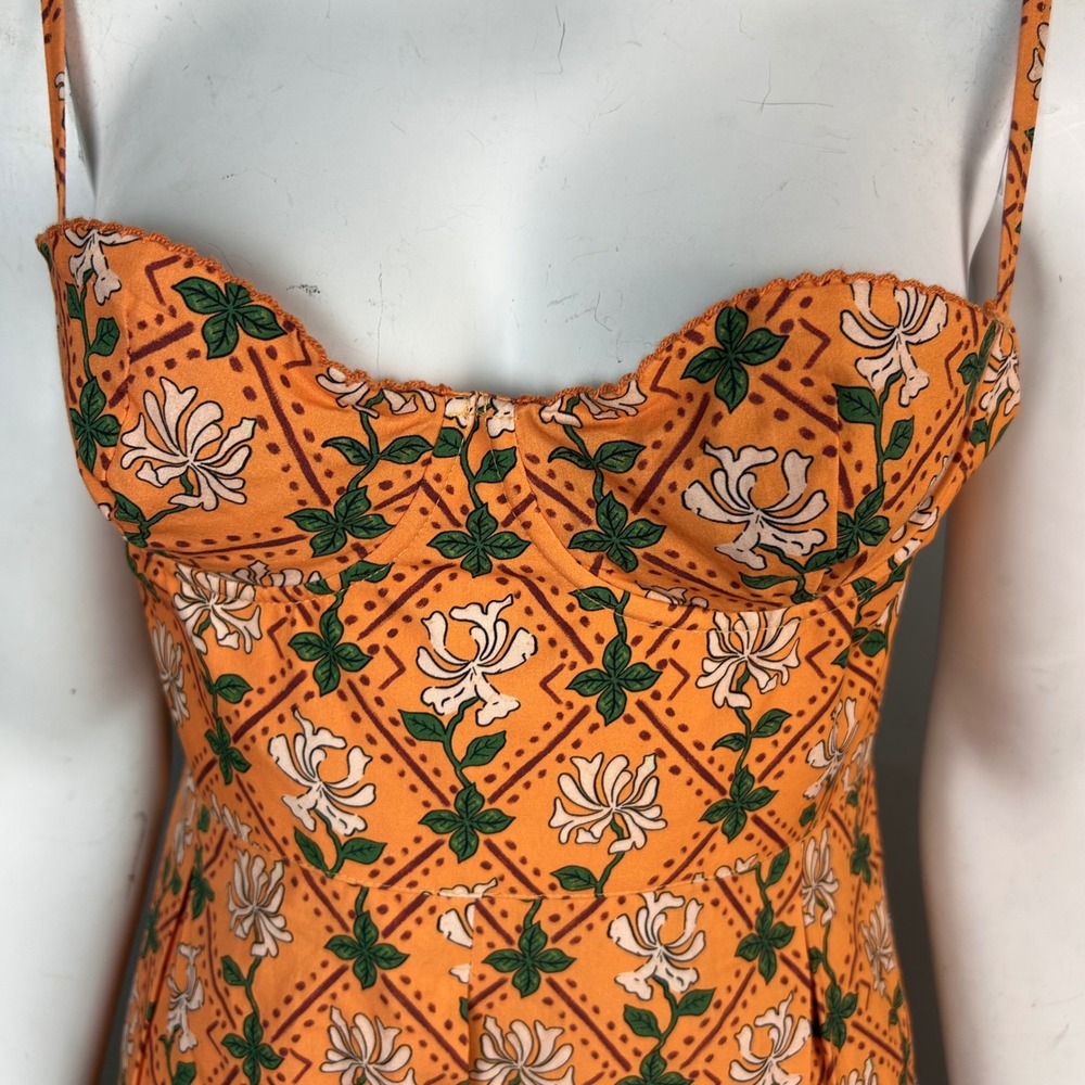 Agua by Agua Bendita Orange Floral Midi Dress - Picture 4 of 14